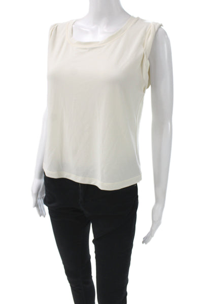 Lululemon Women White Polyester Basic Sleeveless Round Neck Tank Size 4