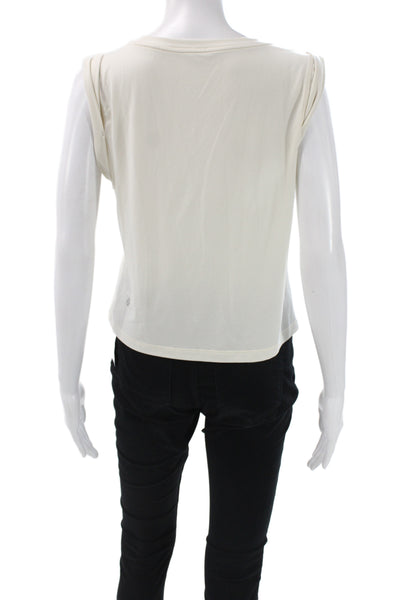 Lululemon Women White Polyester Basic Sleeveless Round Neck Tank Size 4