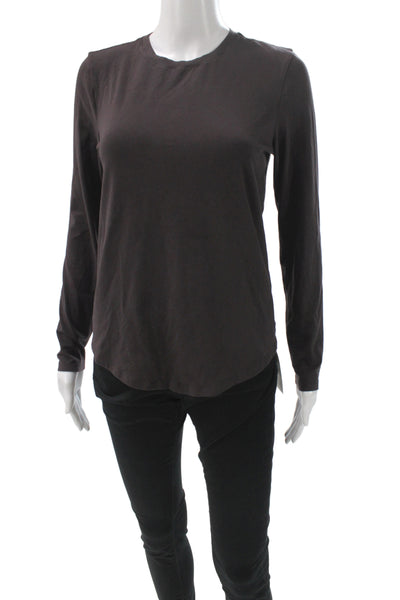 Lululemon Women Basic Black Cotton Long Sleeve Crew Neck T-Shirt Size 4