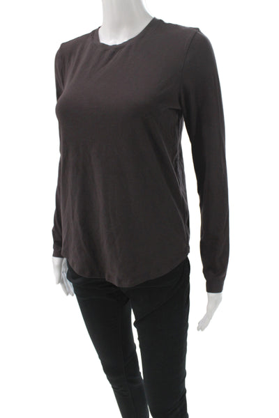 Lululemon Women Basic Black Cotton Long Sleeve Crew Neck T-Shirt Size 4