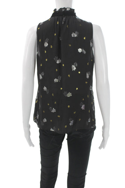 Rebecca Taylor Womens Black Sleeveless High Neck Polyester Blouse Size 4