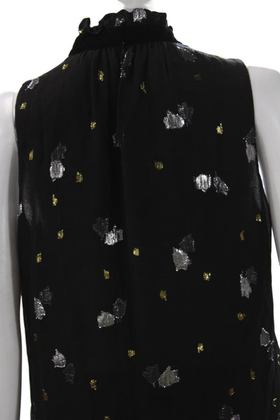 Rebecca Taylor Womens Black Sleeveless High Neck Polyester Blouse Size 4