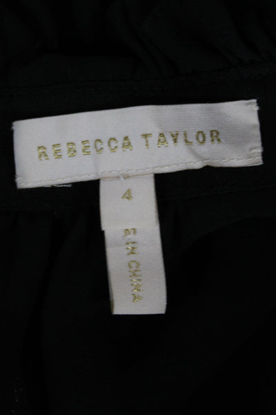 Rebecca Taylor Womens Black Sleeveless High Neck Polyester Blouse Size 4