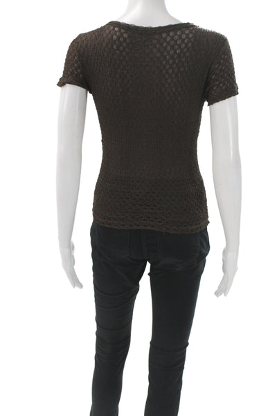 Frame Womens Basic Brown Cotton Round Neck Short Sleeve Tee Size S
