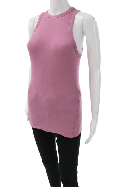 Lululemon Womens Pink High Neck Sleeveless Tunic Tank Cotton Size 4