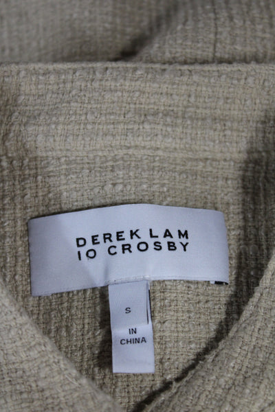 Derek Lam 10 Crosby Women Beige Tweed Mock Neck Short Sleeve Blazer Size S