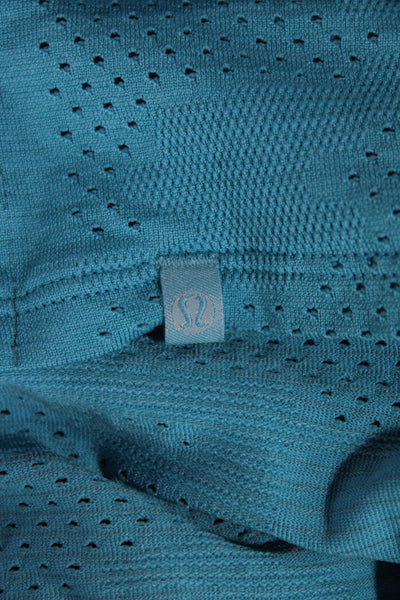 Lululemon Womens Cropped Sleeveless Tank Blue Polyester Crew Button Size 4