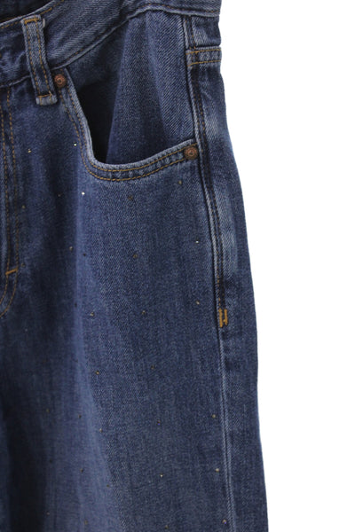 Habitual Womens Dark Blue Polka Dot Straight Jeans High Rise Denim Size 25
