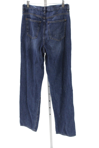 Habitual Womens Dark Blue Polka Dot Straight Jeans High Rise Denim Size 25