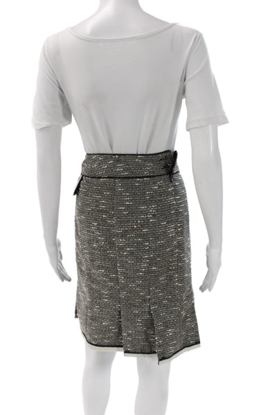 Nanette Lepore Women Black Tweed Cotton Pencil Skirt Knee Length Size 8