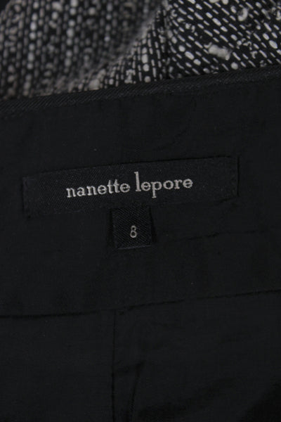 Nanette Lepore Women Black Tweed Cotton Pencil Skirt Knee Length Size 8