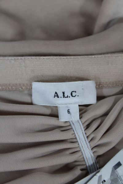 A.L.C. Womens Ruched Long Sleeves Blouse Maxi Skirt Set Beige Size 8/6