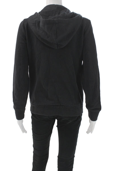 Adidas Women Full-Zip Striped Black Hoodie Cotton Polyester Long Sleeve Size S