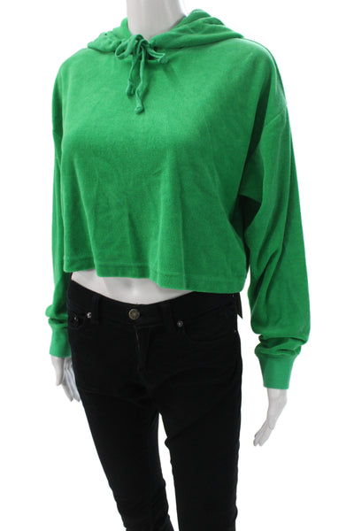 Juicy Couture Womens Pullover Hoodie Green Cotton Drawstring Designer Size XS