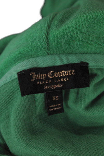 Juicy Couture Womens Pullover Hoodie Green Cotton Drawstring Designer Size XS