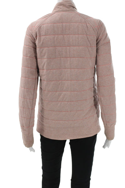 Lululemon Womens Puffer Quilted Jacket Brown Mock Neck Zip Long Sleeve Size 4