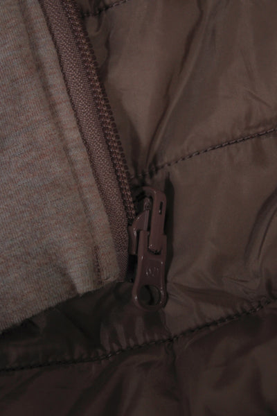 Lululemon Womens Puffer Quilted Jacket Brown Mock Neck Zip Long Sleeve Size 4