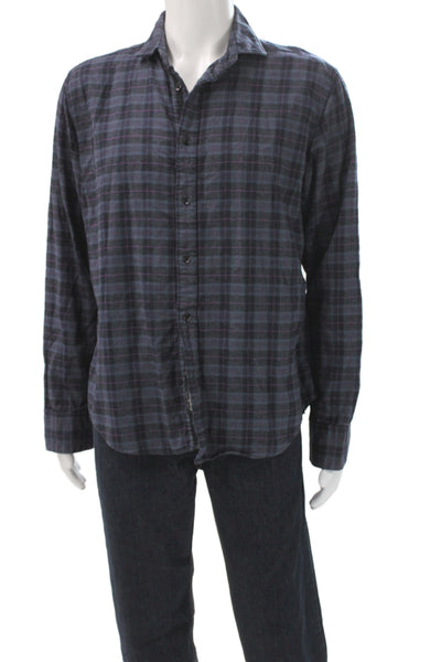 Rag & Bone Mens Plaid Button Down Shirt Multi Colored Cotton Size Large