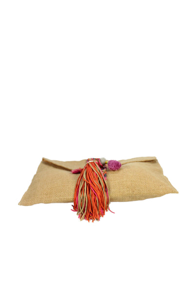 Muche Et Muchette Women's Snap Closure Tassel Pouch Beige