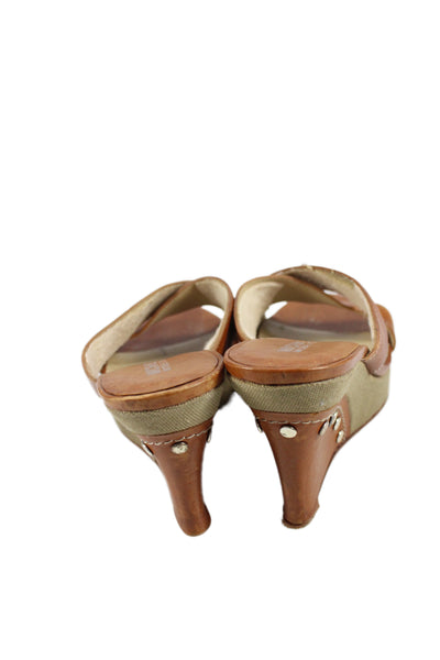 Michael Michael Kors Womens Leather Wedge Sandals Heels Brown Size 6.5