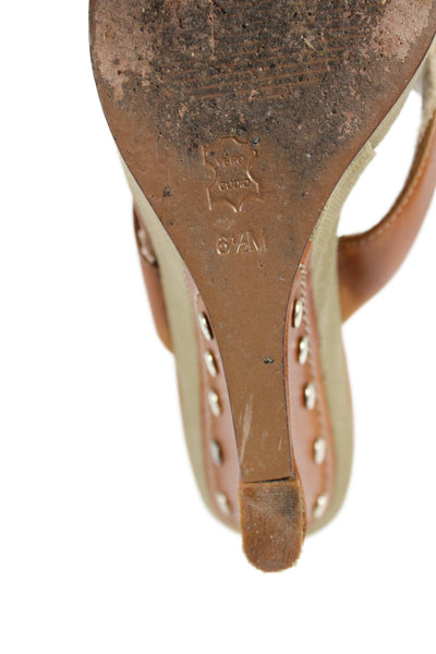 Michael Michael Kors Womens Leather Wedge Sandals Heels Brown Size 6.5