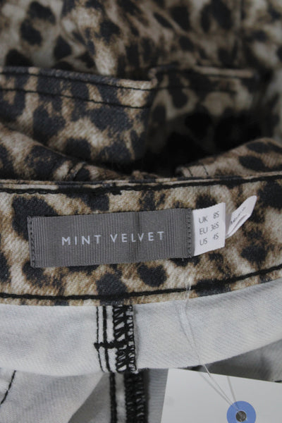 Mint Velvet Womens Cargo Cropped Pants Beige Animal Print Size 4