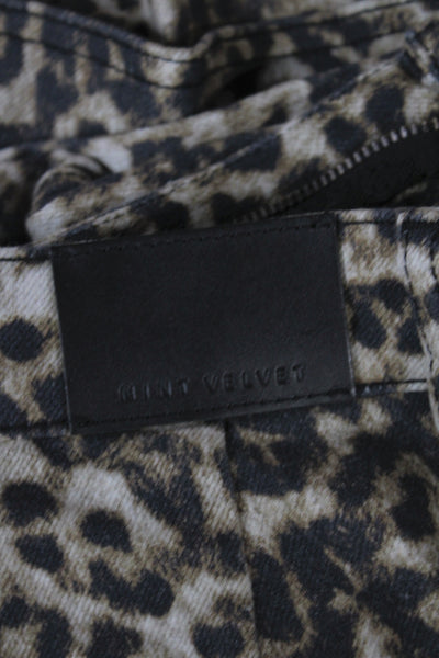 Mint Velvet Womens Cargo Cropped Pants Beige Animal Print Size 4