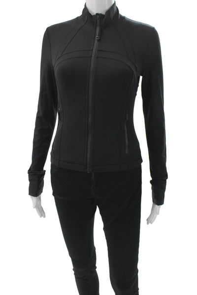 Lululemon Womens Windbreaker Black High Neck Zip Polyester Size 2