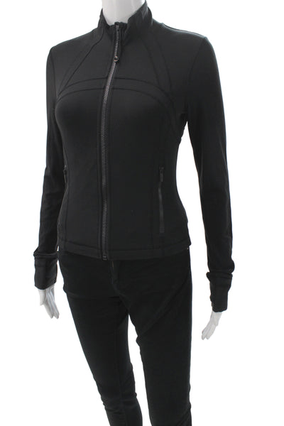 Lululemon Womens Windbreaker Black High Neck Zip Polyester Size 2