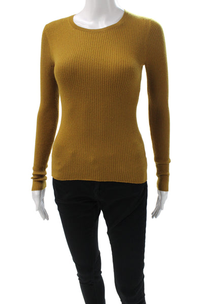 Theory Unisex Brown Merino Wool Striped Crew Neck Pullover Sweater Size S