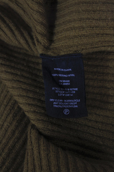 Theory Unisex Brown Merino Wool Striped Crew Neck Pullover Sweater Size S