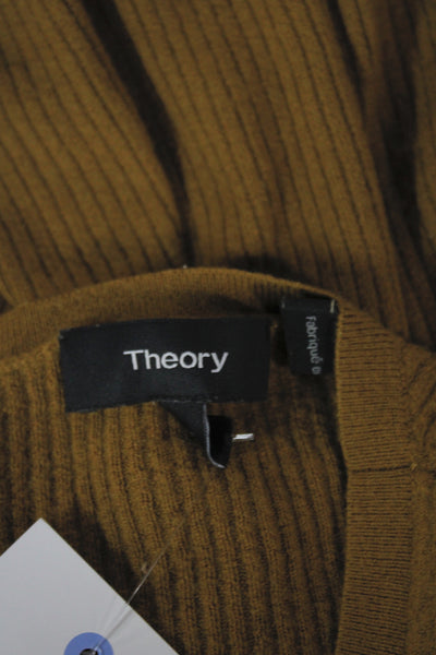 Theory Unisex Brown Merino Wool Striped Crew Neck Pullover Sweater Size S