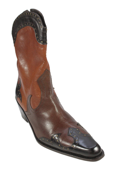 Stuart Weitzman Womens Leather Pointed Toe Keywest Cowboy Boots Brown Size 7.5