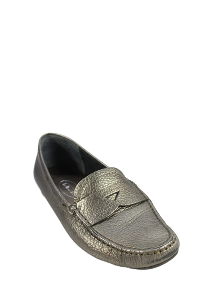 Talbots Womens Leather Slide On Casual Loafers Silver Size 7 B