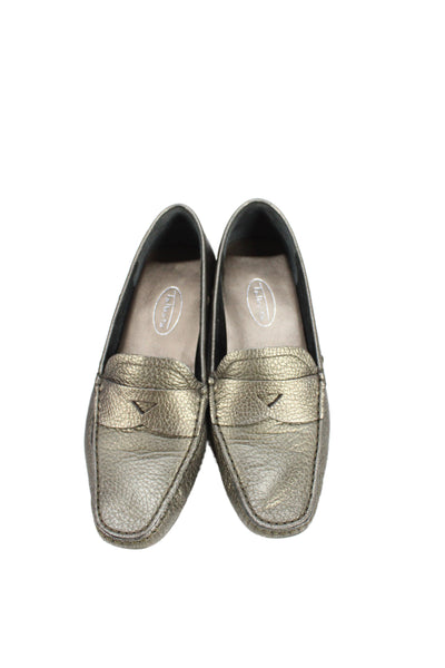 Talbots Womens Leather Slide On Casual Loafers Silver Size 7 B