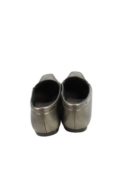 Talbots Womens Leather Slide On Casual Loafers Silver Size 7 B
