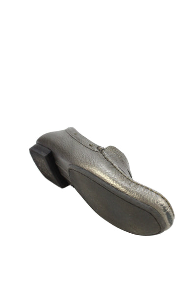 Talbots Womens Leather Slide On Casual Loafers Silver Size 7 B