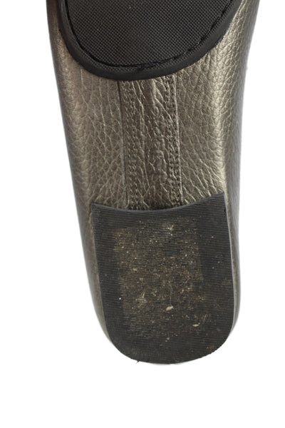 Talbots Womens Leather Slide On Casual Loafers Silver Size 7 B