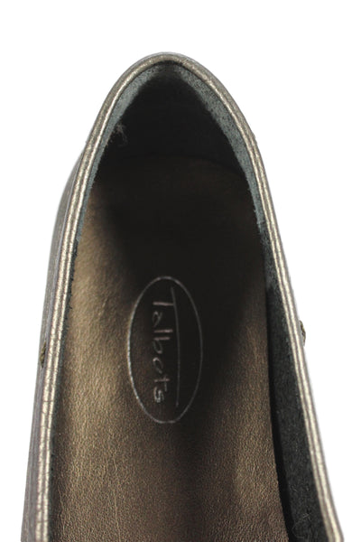 Talbots Womens Leather Slide On Casual Loafers Silver Size 7 B