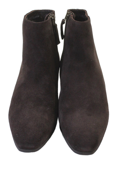 Aquatalia Womens Suede Zip Up Fuoco Ankle Boots Espresso Brown Size 7 Wide