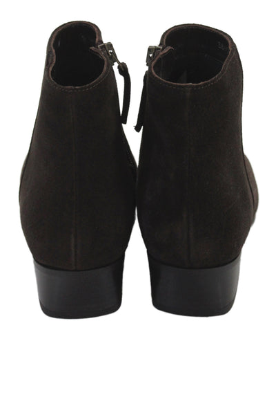 Aquatalia Womens Suede Zip Up Fuoco Ankle Boots Espresso Brown Size 7 Wide