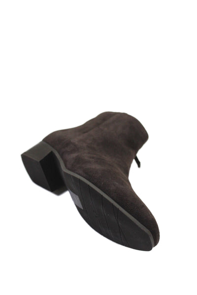 Aquatalia Womens Suede Zip Up Fuoco Ankle Boots Espresso Brown Size 7 Wide