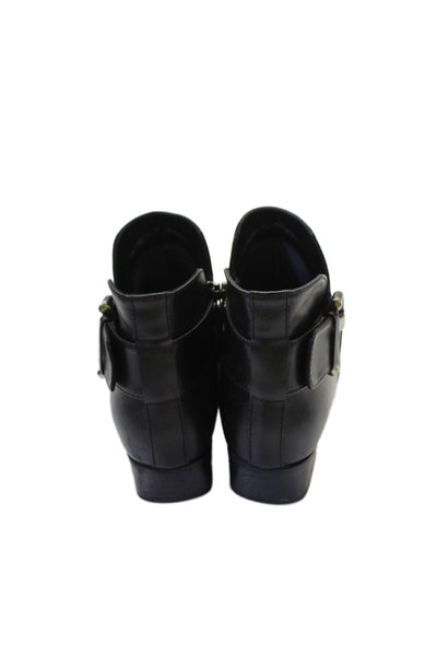 Aquatalia Womens Leather Flambay Belted Ankle Boots Black Size 7.5 Medium