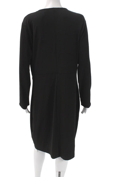 T Tahari Women Wrap Sheath Dress Black V-Neck Long Sleeve Size XL