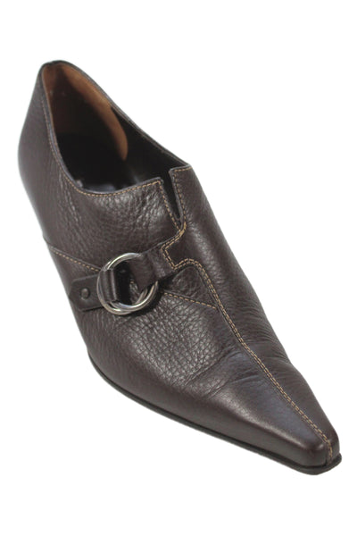 Paul Green Womens Leather Pointed Toe Buckle Pumps Brown Size 4