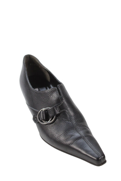 Paul Green Womens Leather Pointed Toe Buckle Pumps Black Size 4
