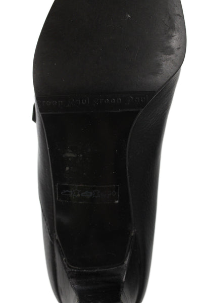 Paul Green Womens Leather Pointed Toe Buckle Pumps Black Size 4
