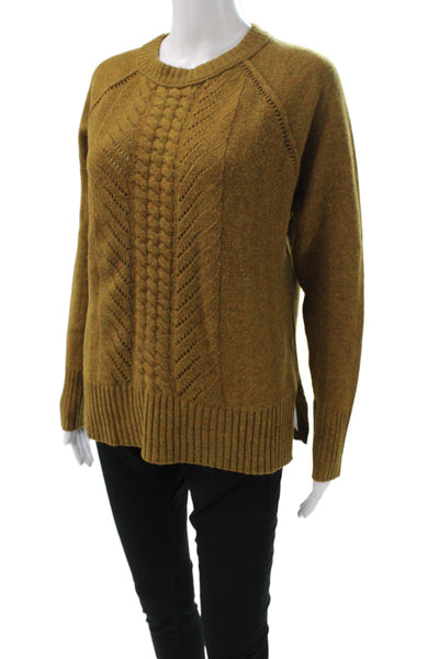 J Crew Unisex Pullover Sweater Brown Wool Crew Neck Long Sleeve Size M