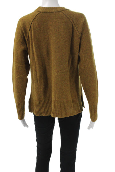 J Crew Unisex Pullover Sweater Brown Wool Crew Neck Long Sleeve Size M