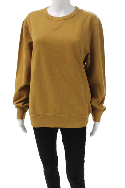 J Crew Unisex Pullover Sweatshirt Brown Cotton Crew Neck Long Sleeve Size M